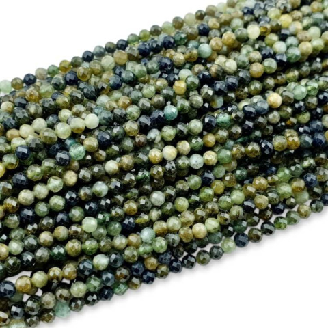 Green tourmaline faceted ball 3 mm strand Green tourmaline faceted ball 3 mm strand