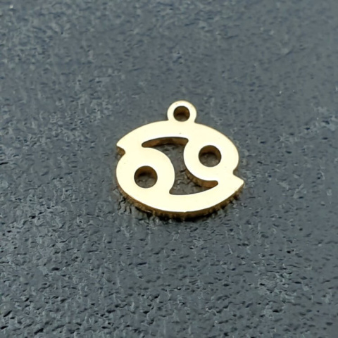 Cancer pendant in surgical steel, gold colour 8.6 mm Cancer pendant in surgical steel, gold colour 8.6 mm