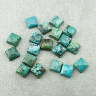 Tibetan turquoise cabochon square 6x6 mm 1 pc.