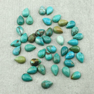 Tibetan turquoise cabochon teardrop 6x4 mm 1 pc.