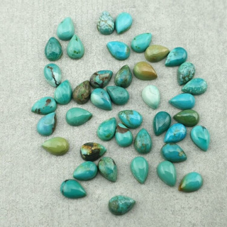 Tibetan turquoise cabochon teardrop 6x4 mm 1 pc.