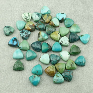 Tibetan turquoise cabochon trillion 8x8 mm 1 pc.