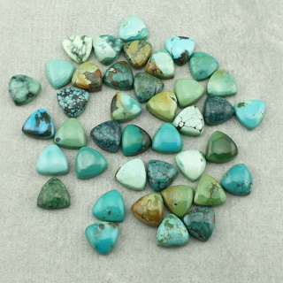 Tibetan turquoise cabochon trillion 8x8 mm 1 pc.