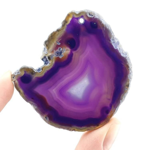 Agate slice with hole 54x50 mm no 384 Agate slice with hole 54x50 mm no 384