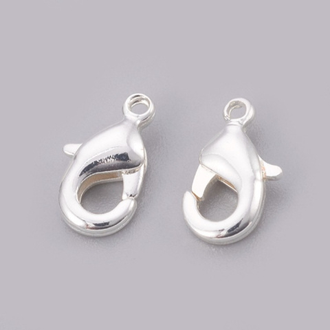 Snap hook 10x5 mm silver-plated brass 2 pcs Snap hook 10x5 mm silver-plated brass 2 pcs