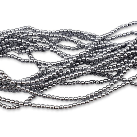 Hematite silver ball 2 mm strand Hematite silver ball 2 mm strand
