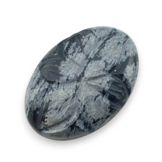 Snow obsidian carved cabochon 26x18 mm no 37