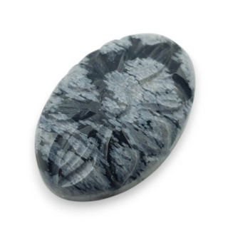 Snow obsidian carved cabochon 28x18 mm no 23