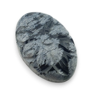 Snow obsidian carved cabochon 28x18 mm no 23