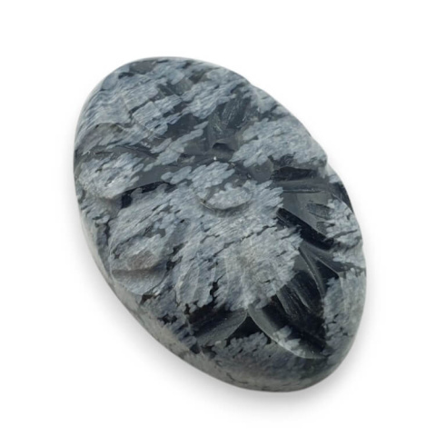 Snow obsidian carved cabochon 28x18 mm no 23 Snow obsidian carved cabochon 28x18 mm no 23