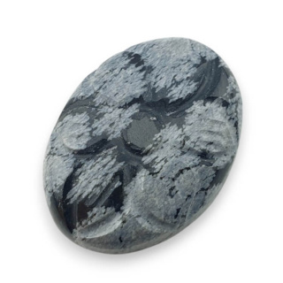 Snow obsidian carved cabochon 28x21 mm no 2