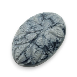 Snow obsidian cabochon carved 30x20 mm no 13