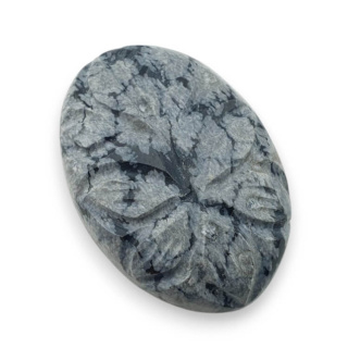 Snow obsidian cabochon carved 30x21 mm no 14