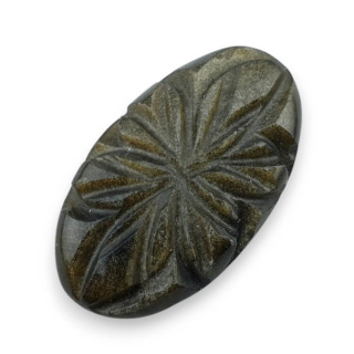 Gold obsidian cabochon carved 27x15 mm no 24