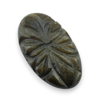 Gold obsidian cabochon carved 27x15 mm no 24