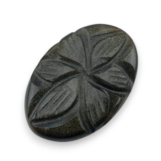 Gold obsidian cabochon carved 27x18 mm no 9