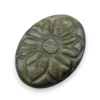 Obsidian gold cabochon carving 27x20 mm no. 37