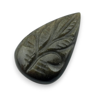 Gold obsidian cabochon carved 28x17 mm no 28