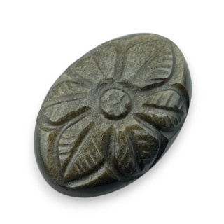 Obsidian gold cabochon carving 28x19 mm no 10