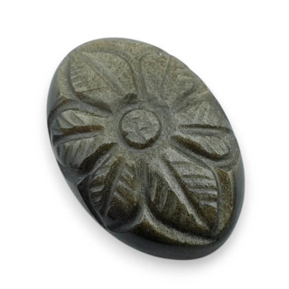 Gold obsidian cabochon carved 28x19 mm no 10