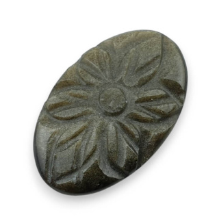 Gold obsidian cabochon carved 29x18 mm no 8