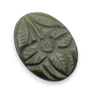 Gold obsidian cabochon carved 29x21 mm no 3