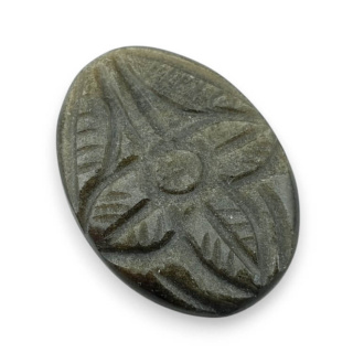 Gold obsidian cabochon carved 29x21 mm no 6