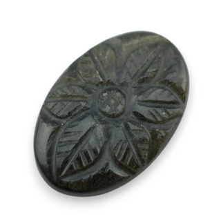 Obsidian gold cabochon carved 30x20 mm no. 16