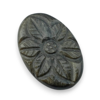Gold obsidian cabochon carved 30x20 mm no 16