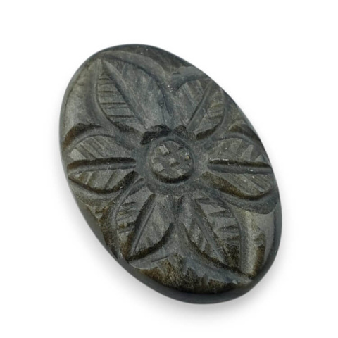 Gold obsidian cabochon carved 30x20 mm no 16 Gold obsidian cabochon carved 30x20 mm no 16