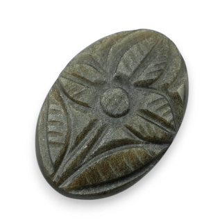 Obsidian gold cabochon carved 30x21 mm no 11