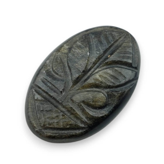 Obsidian gold cabochon carving 31x20 mm no. 45