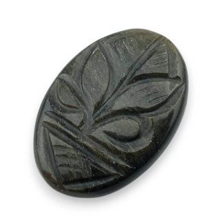 Obsidian gold cabochon carving 31x21 mm no. 12