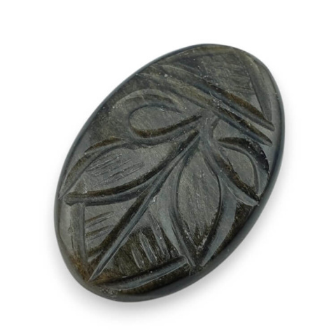 Obsidian gold cabochon carving 31x21 mm no. 12 Obsidian gold cabochon carving 31x21 mm no. 12