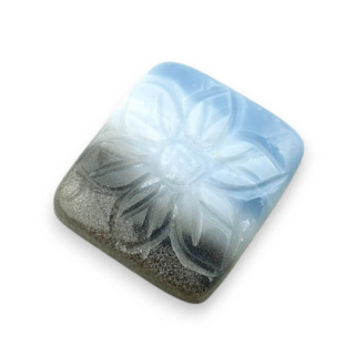 Blue opal cabochon carved 24x22 mm no 12
