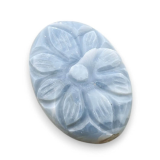 Blue opal cabochon carved 28x19 mm no 2