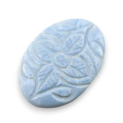 Blue opal cabochon carved 30x21 mm no 7