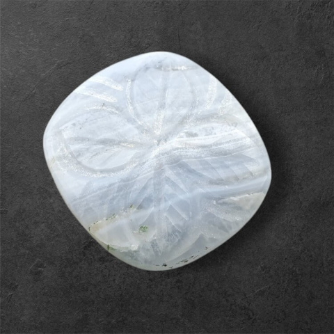 Blue lace agate cabochon carved 26x24 mm no 4 Blue lace agate cabochon carved 26x24 mm no 4