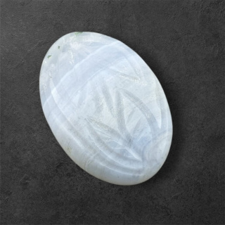 Blue lace agate cabochon carved 30x21 mm no 3