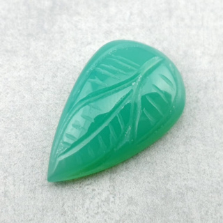 Chalcedony chryso cabochon carved 24x15 mm no 80