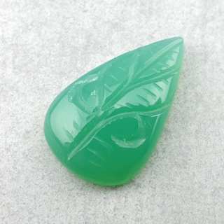 Chalcedony chryso cabochon carved 25x15 mm no 52