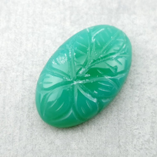 Chalcedony chryso cabochon carved 25x16 mm no 39