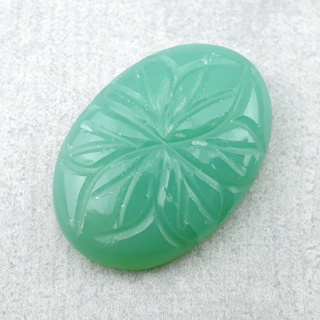 Chalcedony chryso cabochon carved 26x18 mm no 70