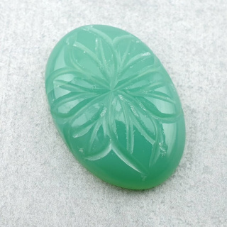 Chalcedony chryso cabochon carved 26x18 mm no 70