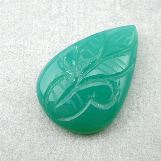 Chalcedony chryso cabochon carved 27x18 mm no 58