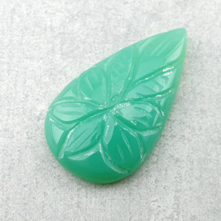 Chalcedony chryso cabochon carved 28x17 mm no 23
