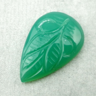 Chalcedony chryso cabochon carved 28x18 mm no 74