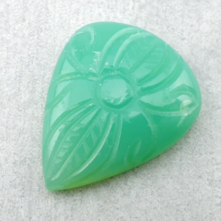 Chalcedony chryso cabochon carved 28x23 mm no. 6