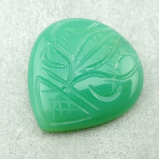 Chalcedony chryso cabochon carved 28x26 mm no. 4