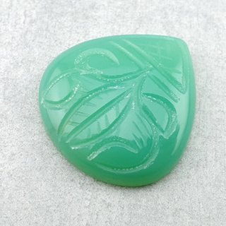 Chalcedony chryso cabochon carved 28x26 mm no 4